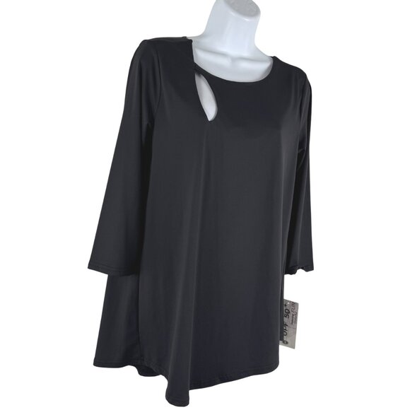 Lulu B Top Small Black 3/4‎ Sleeve Cutout Nylon Spandex Stretch NWT TP-3418 - Picture 3 of 10